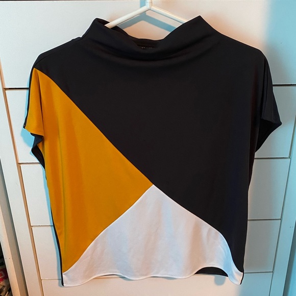 Alfani Tops - Alfani Colorblock Black Mustard Yellow White Top sz M